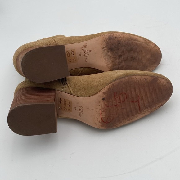 J. Crew Tan Ankle Booties women 10 Block Heel suede tan casual dress event Y2K - Picture 11 of 15